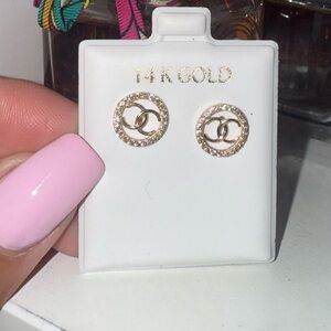 14K Gold Solid Gold Stud Earrings Kids adulta NEW